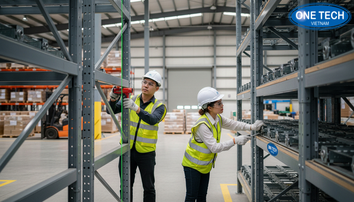 Lắp đặt kệ Push Back tại kho khách hàng, kiểm tra cân chỉnh và nghiệm thu an toàn