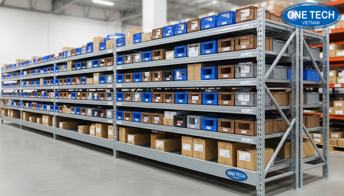 Kệ carton flow cho thùng carton Mẫu kệ carton flow chia lane theo SKU cho khu picking