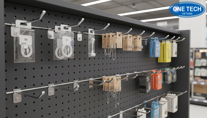 Các loại móc treo phụ kiện phổ biến: móc đơn, móc đôi, móc đa năng