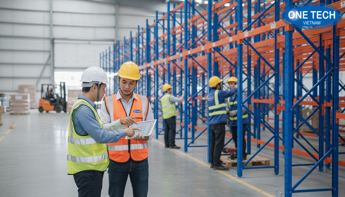 Quy trình lắp đặt kệ selective Minh họa quy trình khảo sát, thiết kế và lắp đặt kệ selective