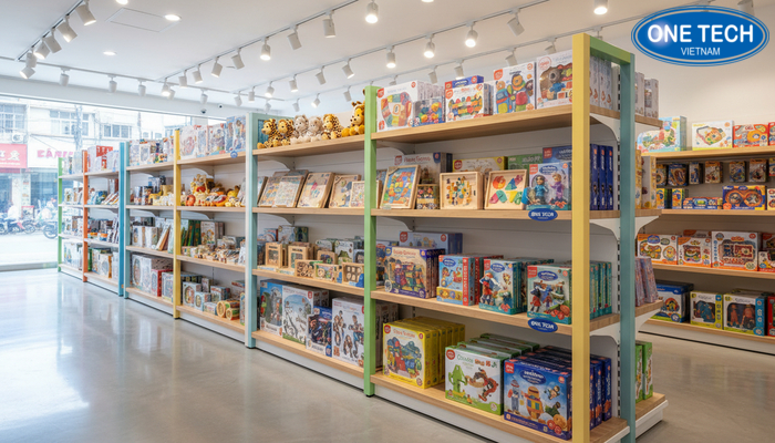Không gian trưng bày mẫu kệ tại Kệ siêu thị Hưng Yên, OneTech Group