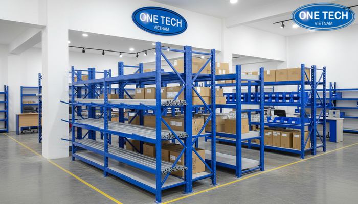 Khu trưng bày mẫu kệ tay đỡ và kệ sắt công nghiệp tại Hưng Yên