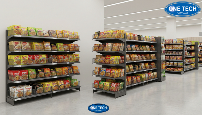 So sánh khả năng trưng bày của kệ rổ mì 1 mặt và 2 mặt