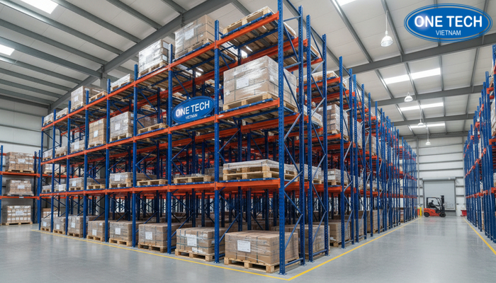 Minh họa các thông số kỹ thuật kệ Push Back theo kích thước pallet và chiều cao kho