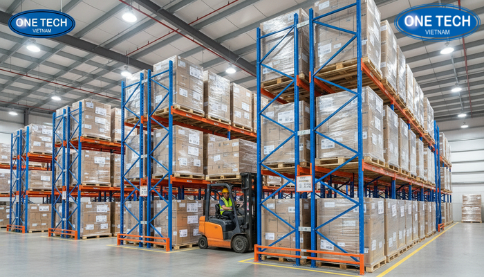 Ứng dụng kệ Push Back trong kho logistics và kho phân phối hàng pallet