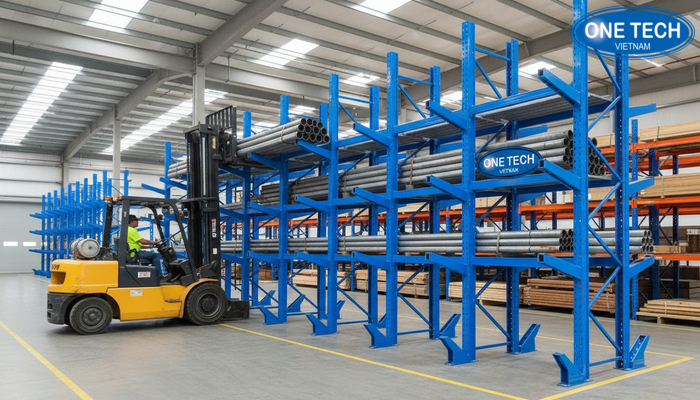 Minh họa ưu điểm thông thoáng giúp bốc xếp nhanh của kệ tay đỡ