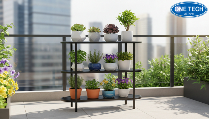 Vị trí đặt kệ trưng bày cây cảnh ngoài trời ở ban công và sân thượng