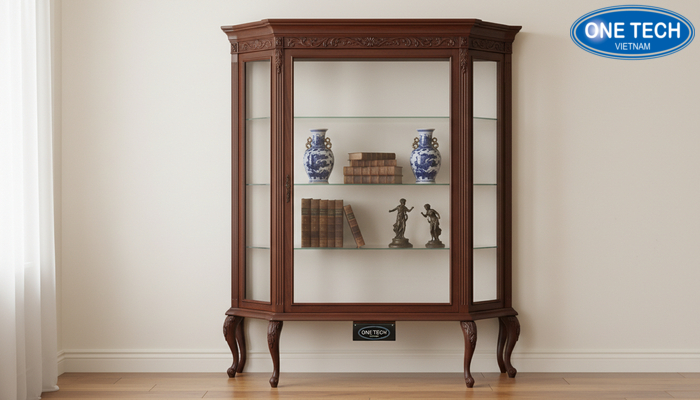 Cách đặt kệ trưng bày đồ cổ đúng vị trí Minh họa vị trí đặt kệ trưng bày đồ cổ tránh nắng trực tiếp và tránh ẩm