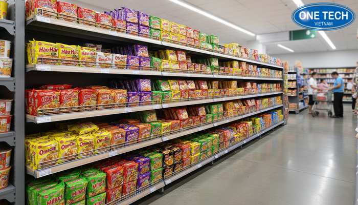 Phân tầng kệ trưng bày mì tôm theo tầm mắt
