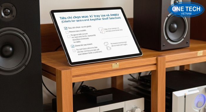 Tiêu chí mua kệ trưng bày loa Checklist tiêu chí chọn mua kệ trưng bày loa và amply