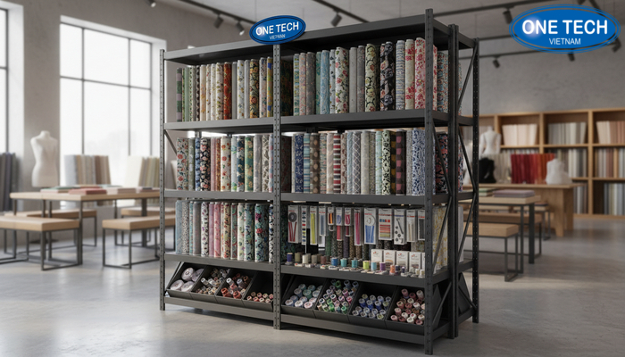 Kệ đa năng cho cửa hàng vải Kệ đa năng trưng bày vải và phụ kiện may