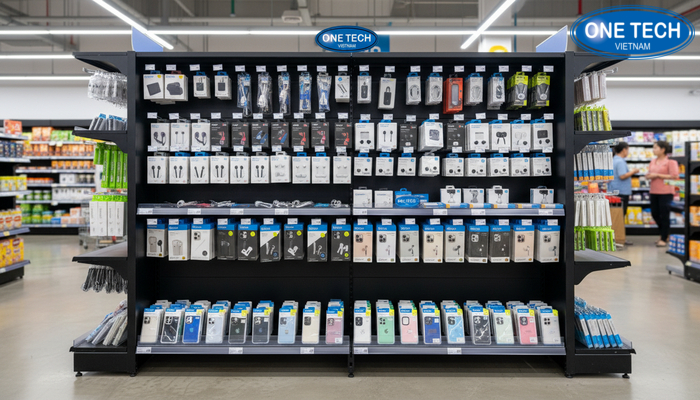 Kệ đứng đa tầng trưng bày phụ kiện điện thoại Kệ đứng đa tầng trưng bày phụ kiện điện thoại gọn gàng