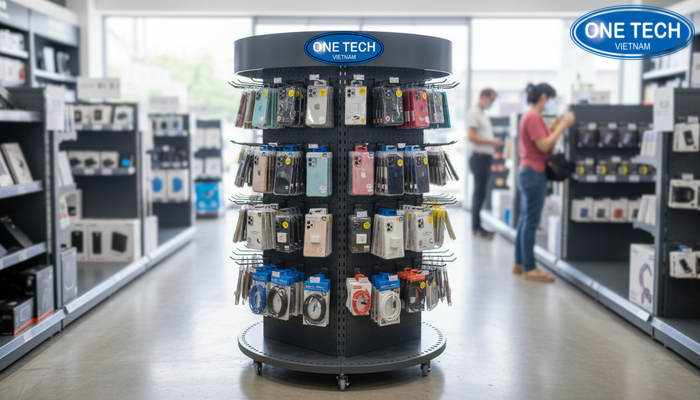 Kệ xoay đa chiều trưng bày phụ kiện điện thoại Kệ xoay trưng bày phụ kiện giúp khách xem nhiều mặt hàng