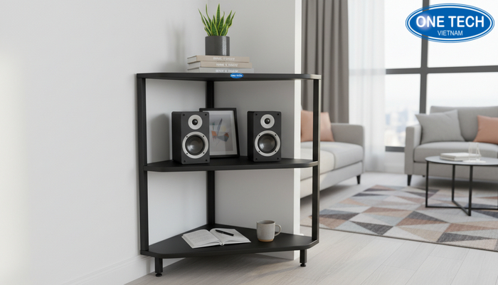 Kệ trưng bày loa dạng góc Kệ góc tối ưu diện tích để loa