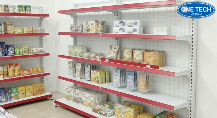 Mẫu kệ siêu thị mini cho cửa hàng tạp hóa diện tích nhỏ