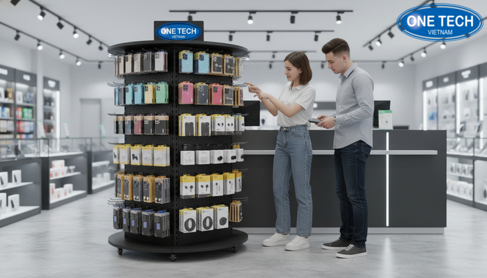 Kệ xoay trưng bày phụ kiện điện thoại Mẫu kệ xoay 360 trưng bày phụ kiện giúp khách dễ tiếp cận