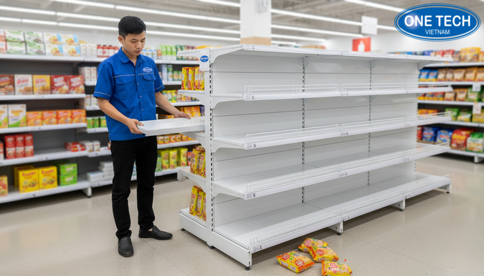 Quy trình lắp đặt kệ siêu thị đựng mì tôm