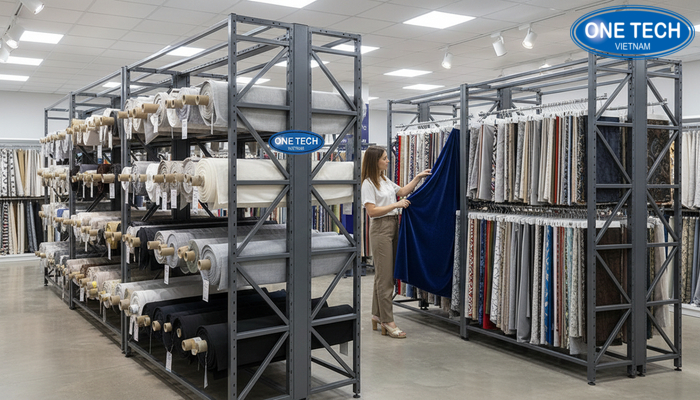 So sánh kệ để vải cuộn và kệ treo vải So sánh kệ để vải cuộn và kệ treo vải trong cửa hàng