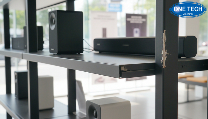 Lỗi thường gặp khi dùng kệ trưng bày loa Tình trạng kệ lỗi như rung lắc và bong tróc bề mặt